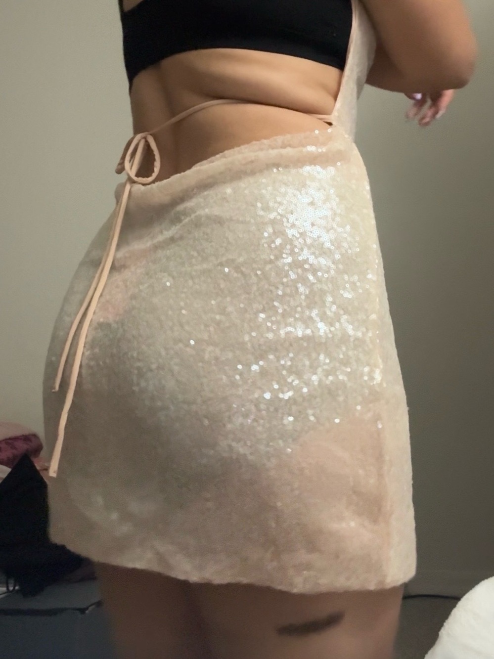 Edikted Blush Sequin Wrap Midi Skirt